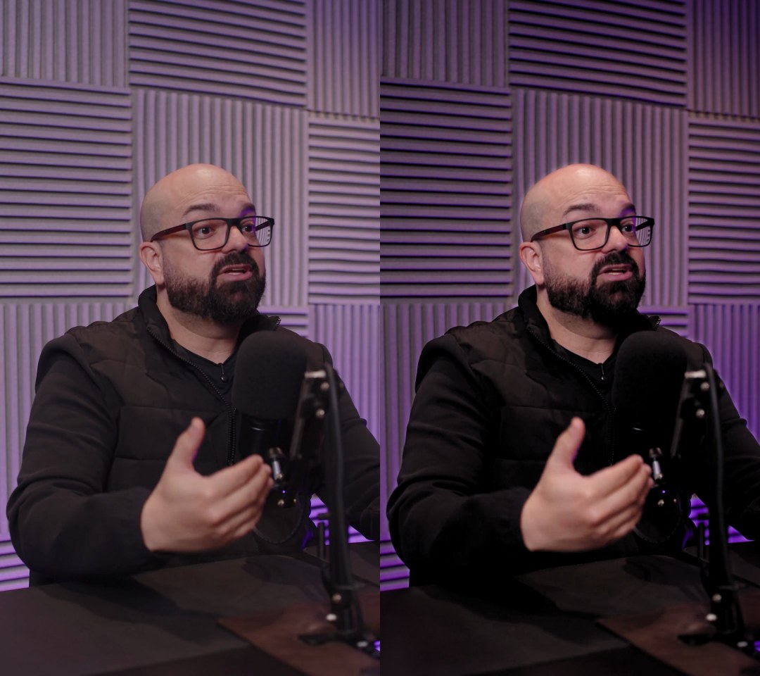 Quadro do vídeo antes e depois do tratamento de cor