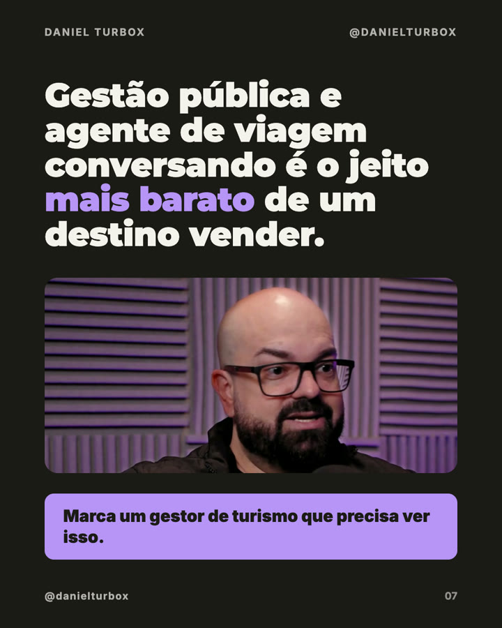 Slide 7: Gestão pública e agente de viagem conversando é o jeito mais barato de um destino vender
