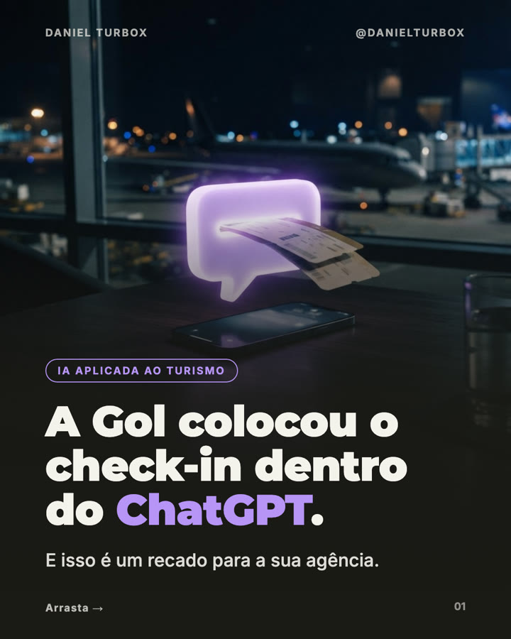 Capa do carrossel sobre o check-in da Gol pelo ChatGPT